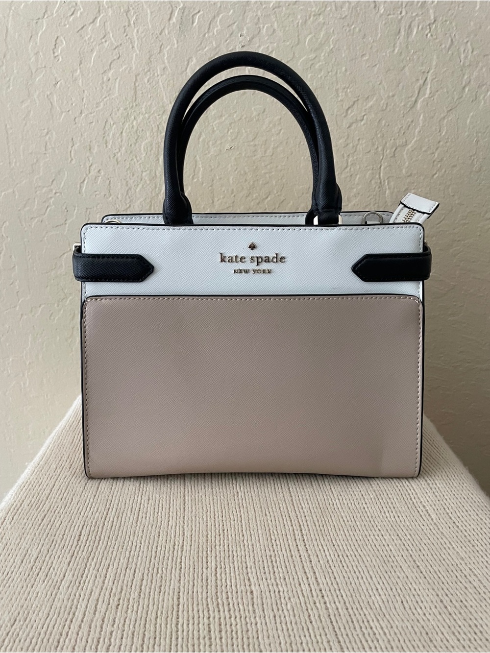 kate spade Beige, White & Black Leather Satchel - Picture 3 of 8